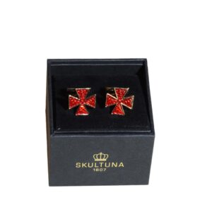 Manschett&shy;knappar Skultuna modell utskuret rött kors